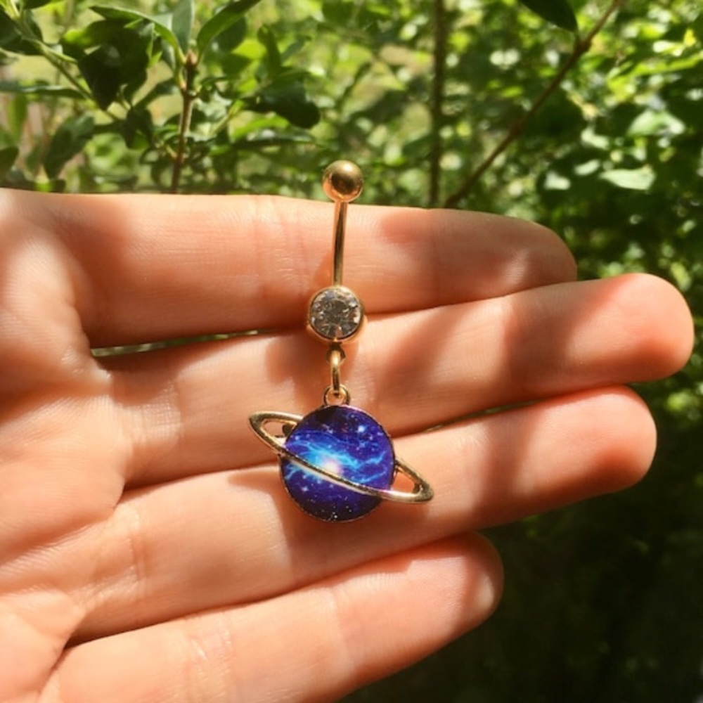 Galaxy Planet Belly Button Ring